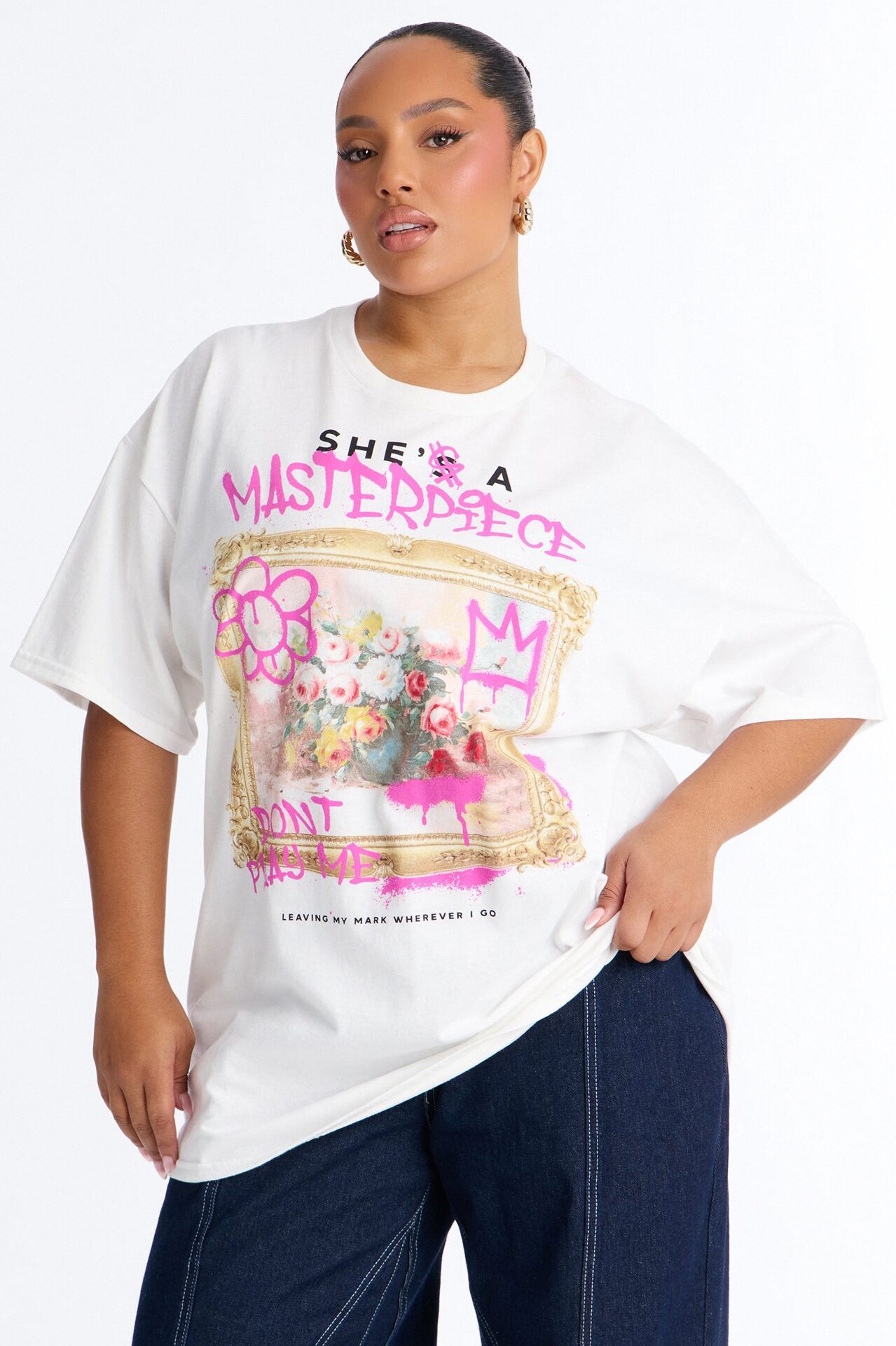 She's A Masterpiece Oversize Tee - White