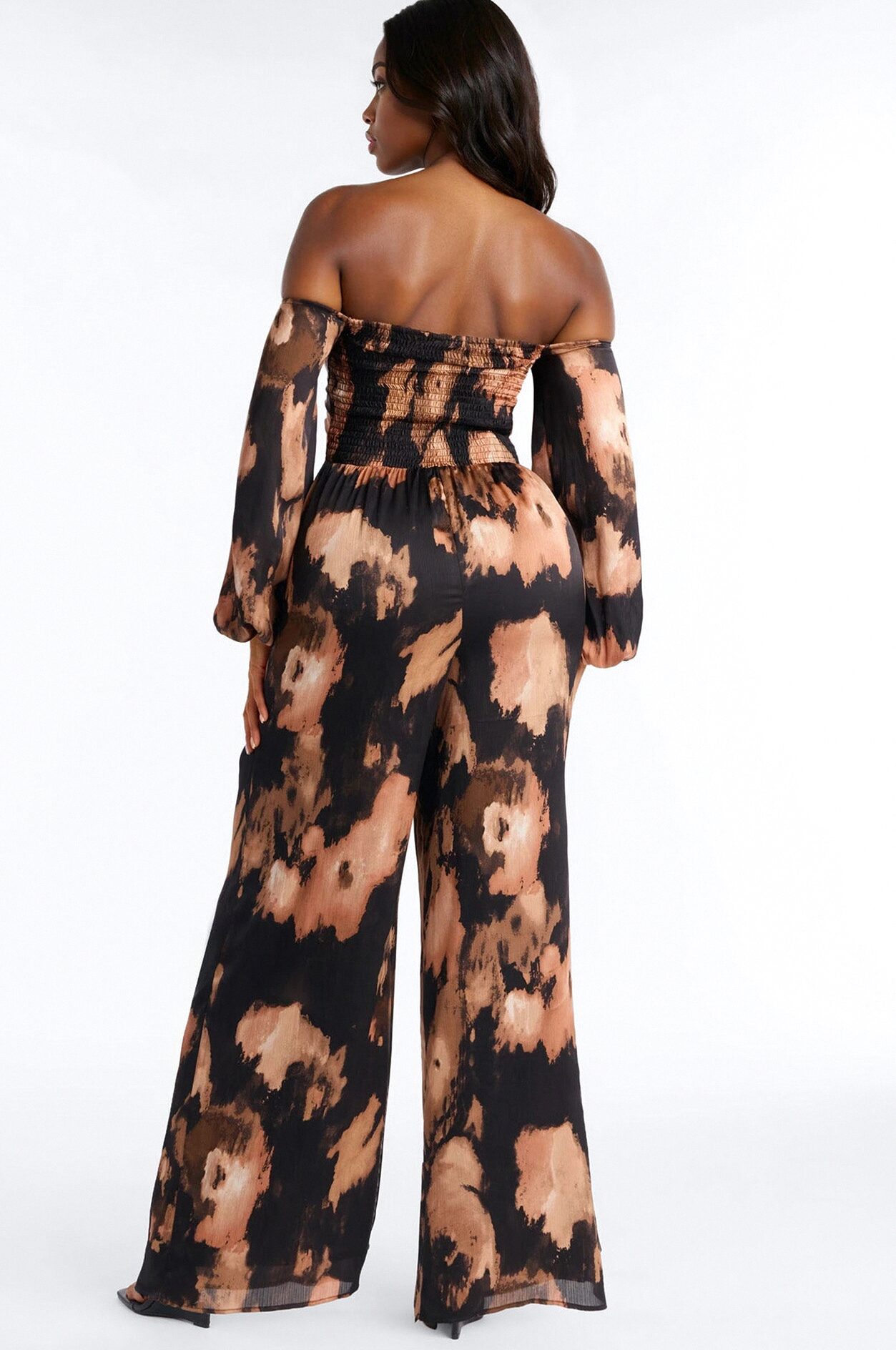 Simone Satin Wide Leg Jumpsuit - Black/combo