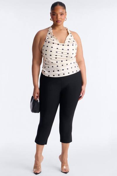 A Twist Of Dots Satin Halter Top - Ivory/combo