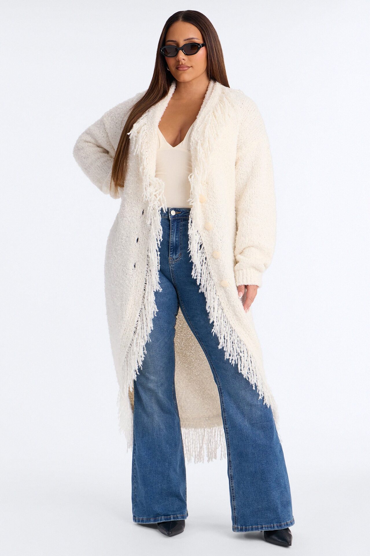 Fluffy Feelings Only Fringe Cardigan - Ivory