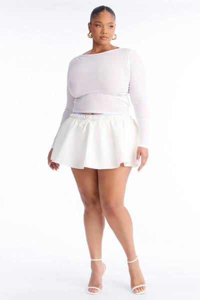 Feeling Sporty Exposed Boxer Waistband Micro Mini Skort - Cream/combo