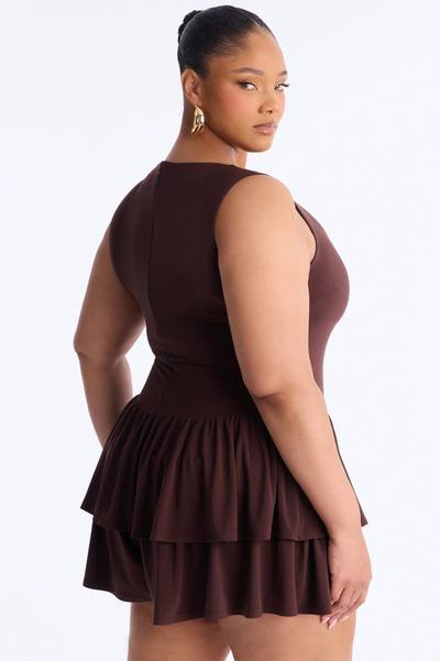 Just A Girl Romper - Chocolate