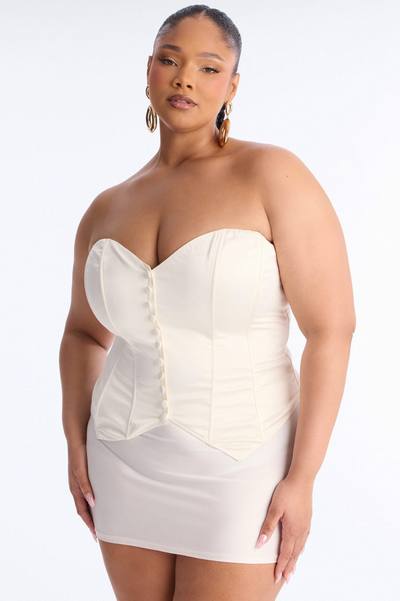 Sophie Lace Up Satin Corset - Ivory