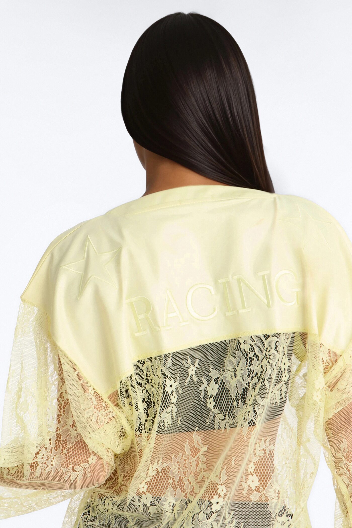 Game Countdown Lace Jersey Top - Yellow