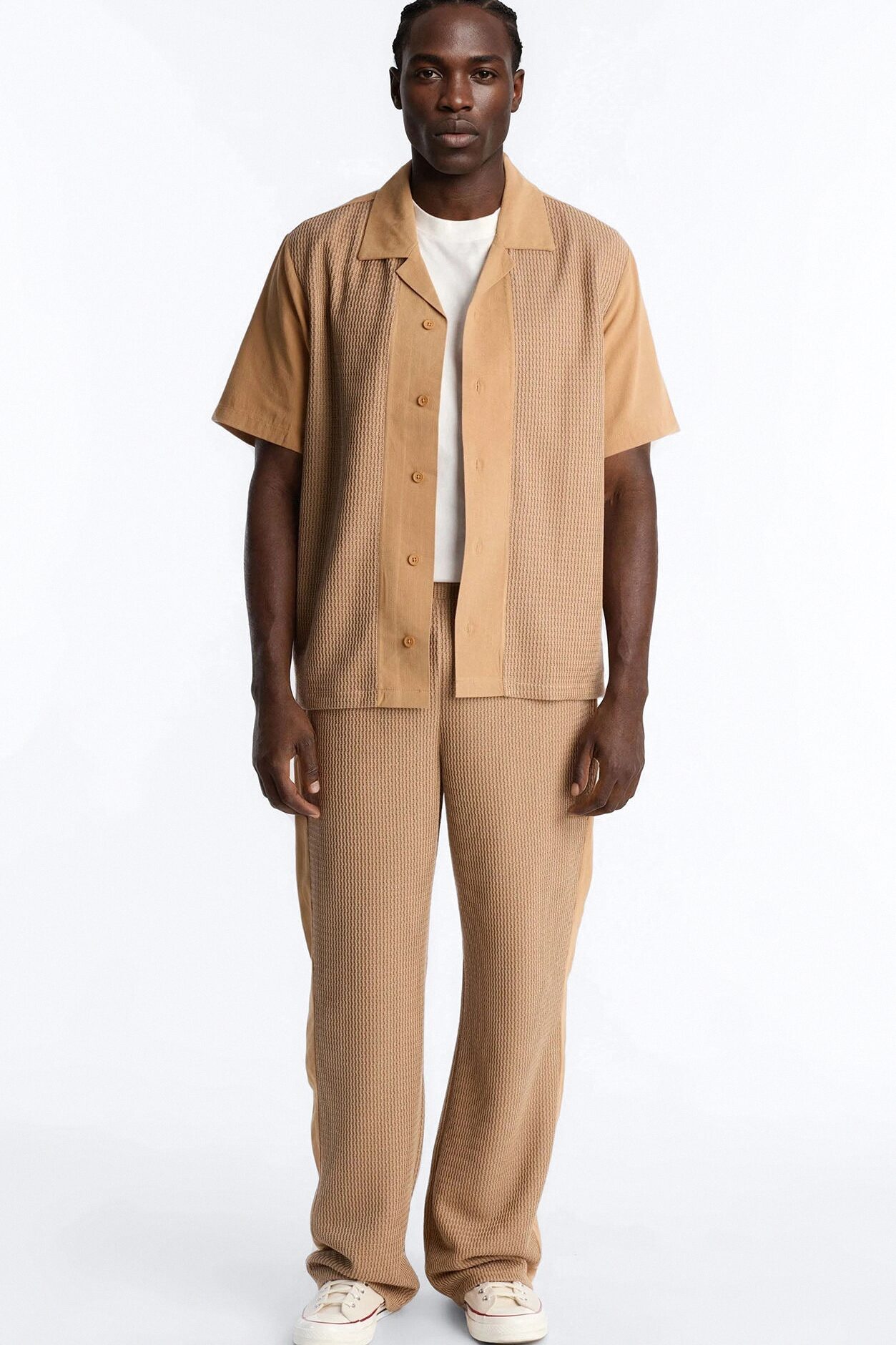 Brookfield Flow Cuban Collar Button Up Shirt - Tan