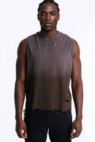 Washed Embellished Muscle Tee - Taupe