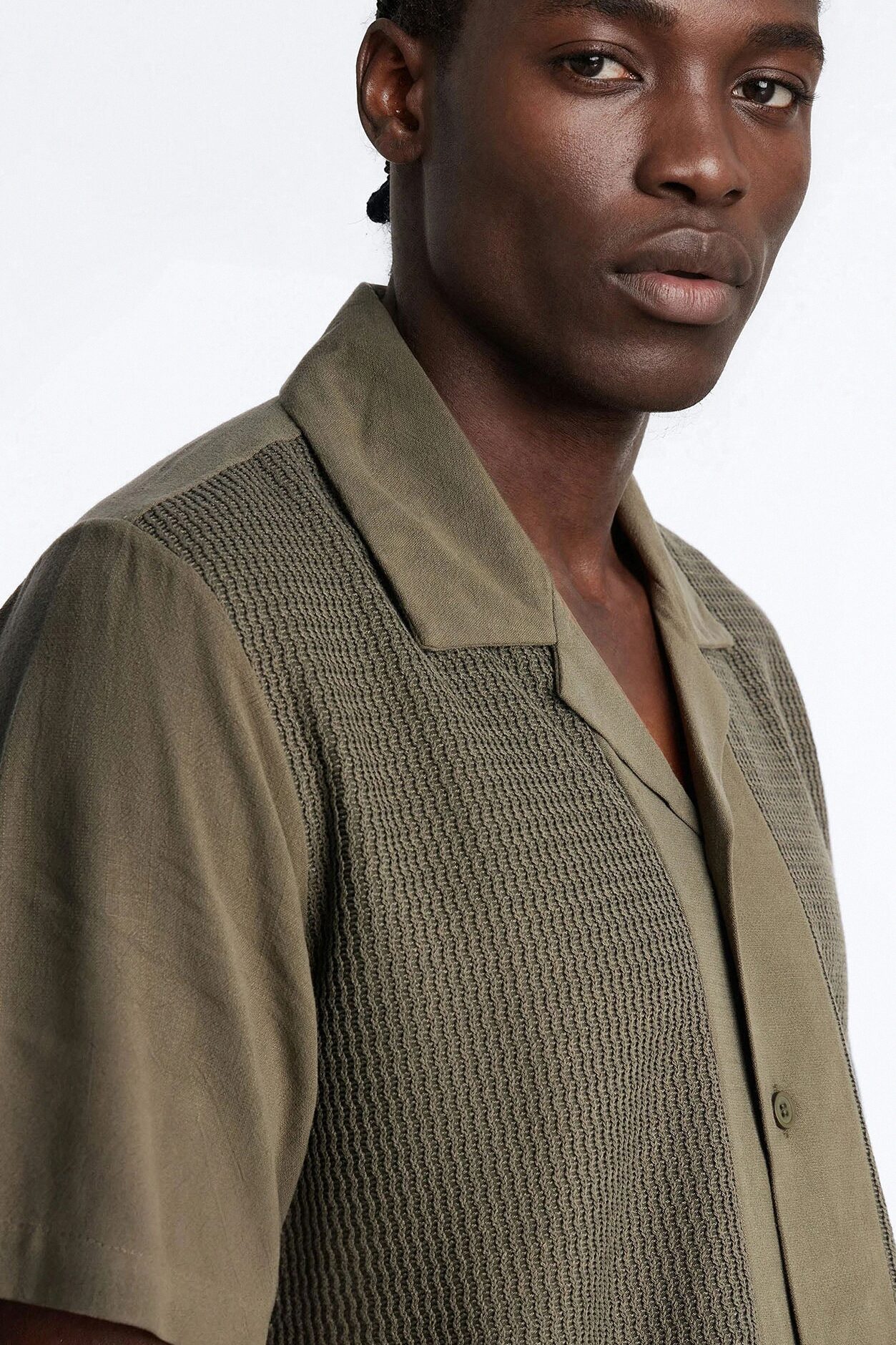 Brookfield Flow Cuban Collar Button Up Shirt - Olive