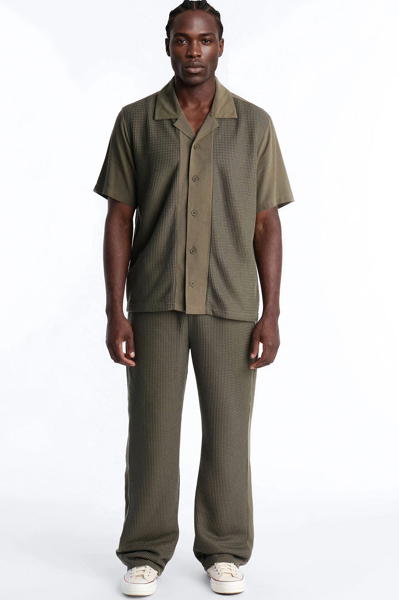 Brookfield Flow Cuban Collar Button Up Shirt - Olive