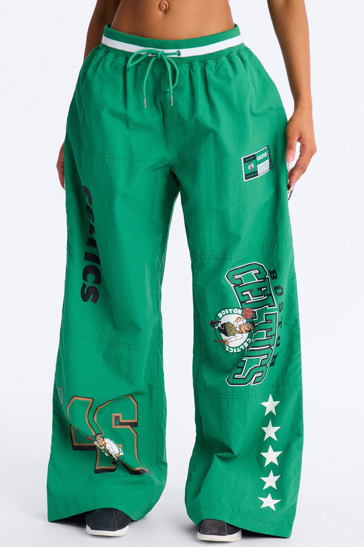 NBA Boston Celtics Patchwork Cargo Wide Leg Pant - Kelly Green