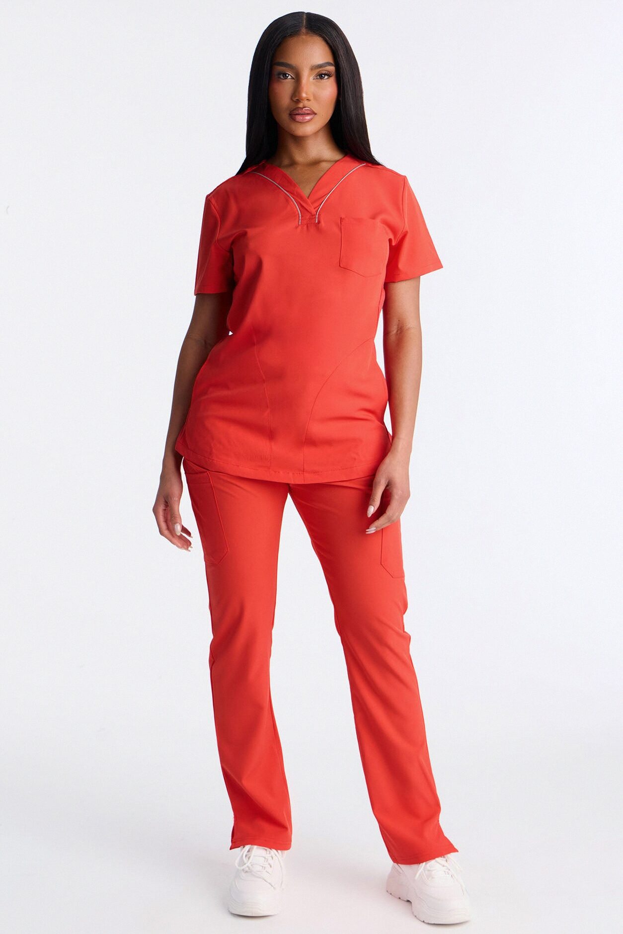 Vitals Only Straight Leg Scrub Set - Fire