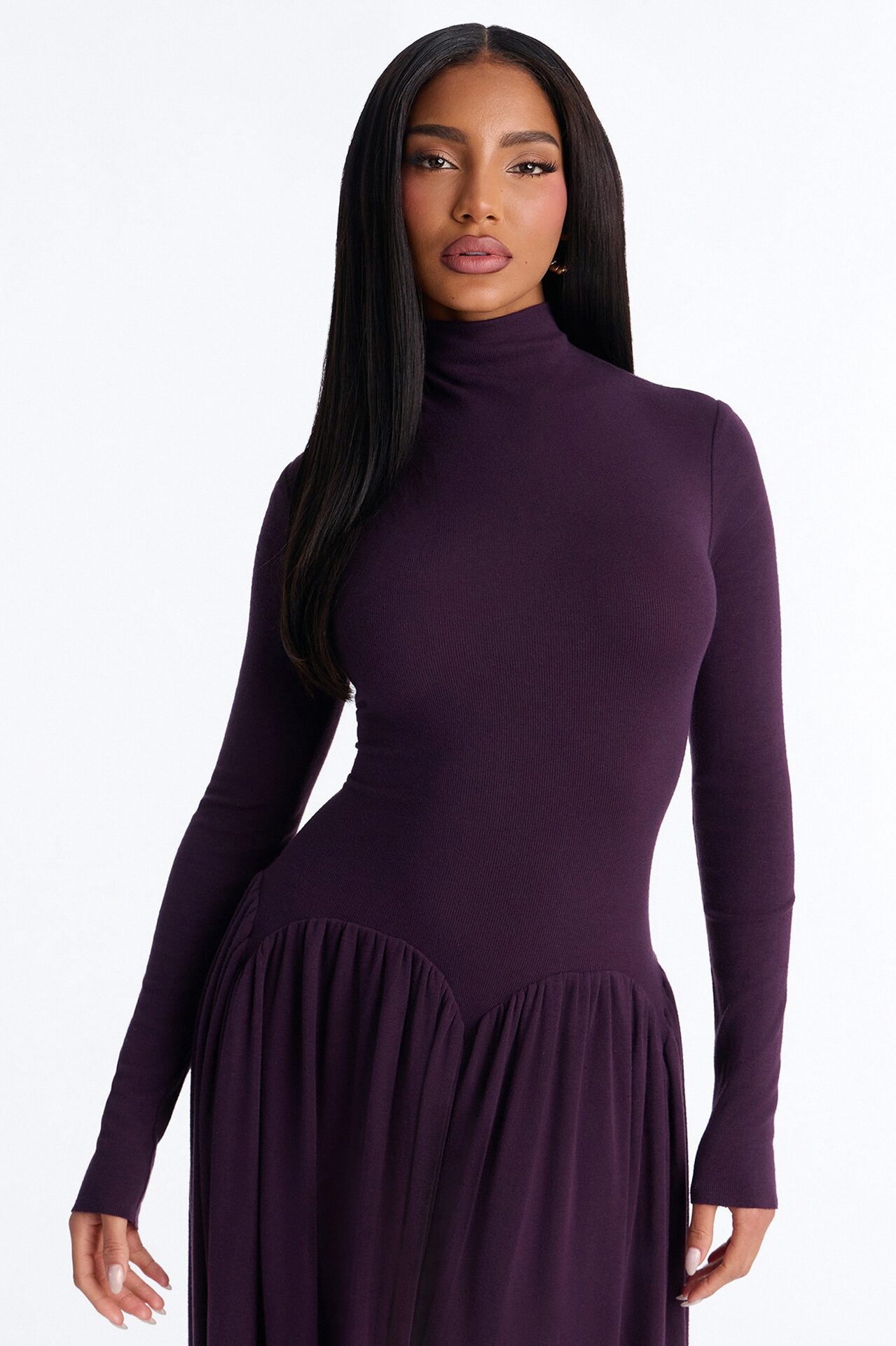 Alayna Long Sleeve Sweater Maxi Dress - Purple