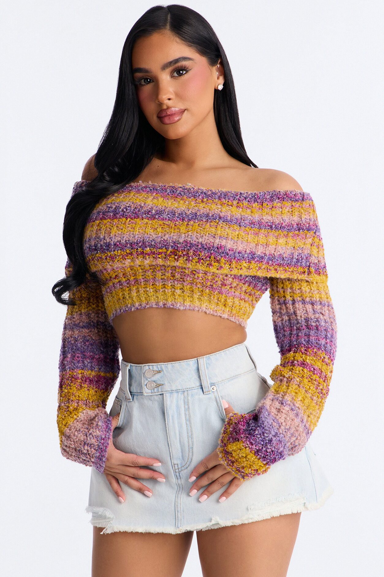 Autumn Leaves Off Shoulder Sweater - Butter Yellow