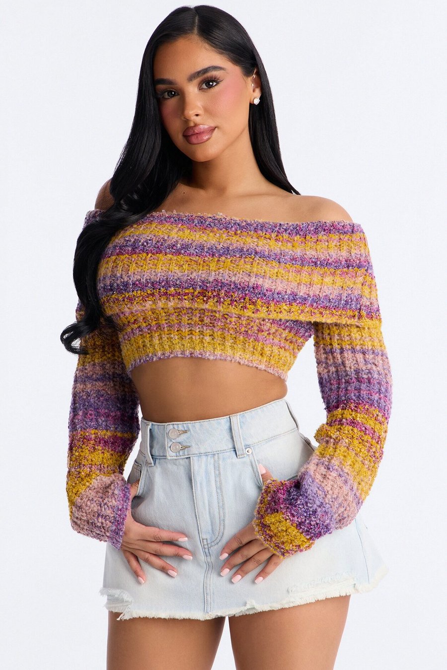 Autumn Leaves Off Shoulder Sweater - Yellow