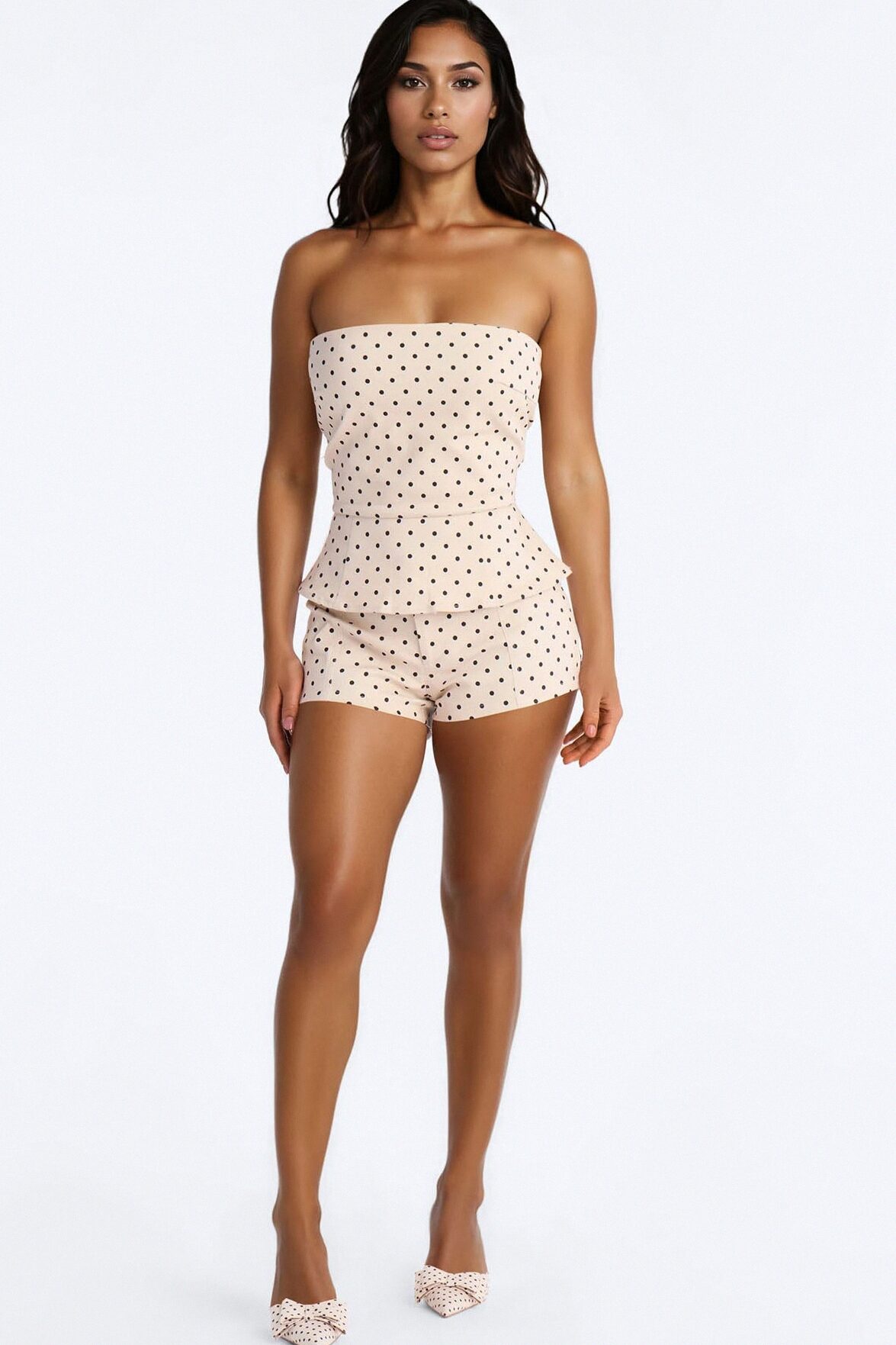 Mallory Low Rise Twill Polka Dot Micro Short - Cream/combo