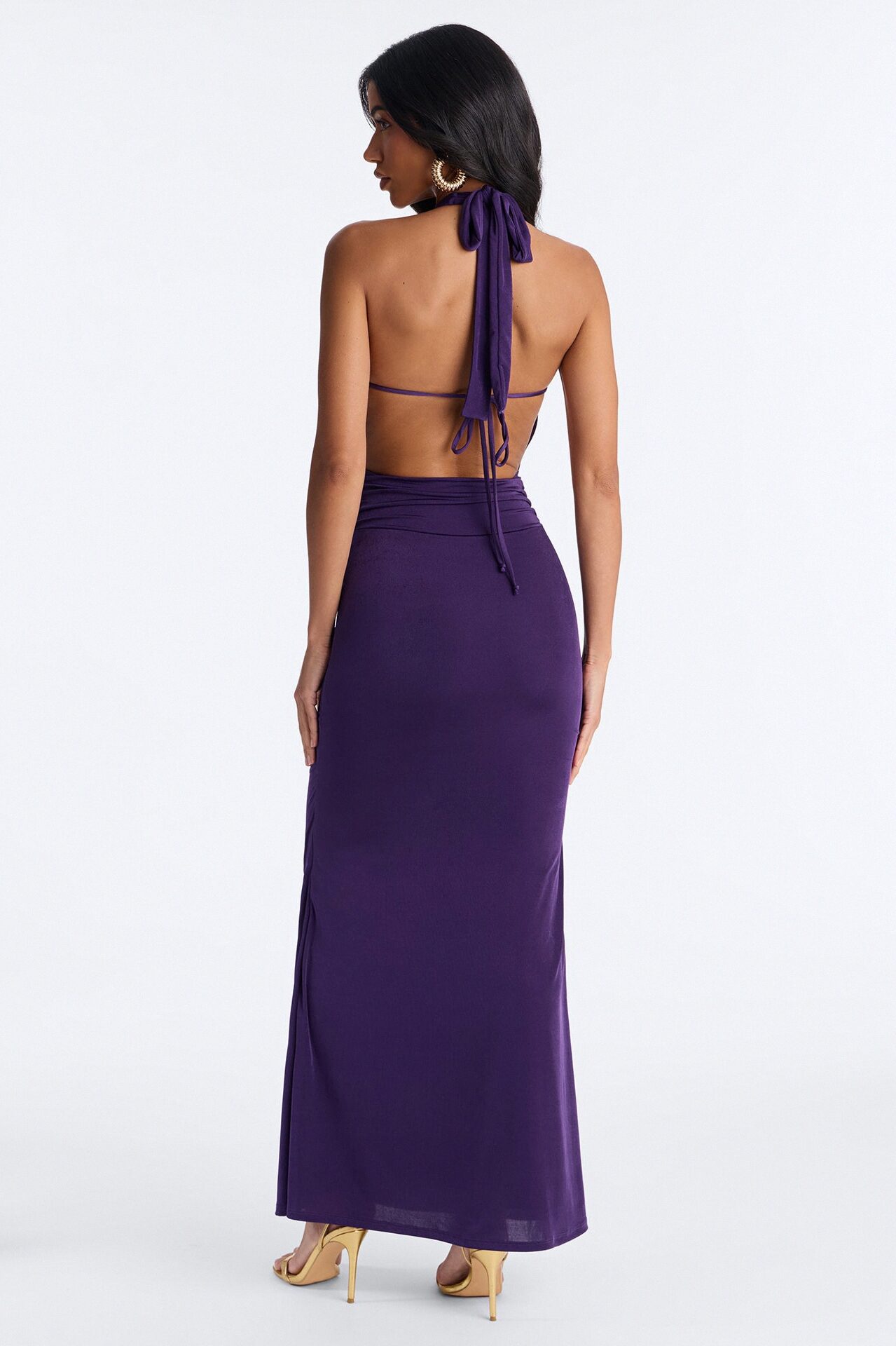 Divine Energy Draped Maxi Dress - Purple
