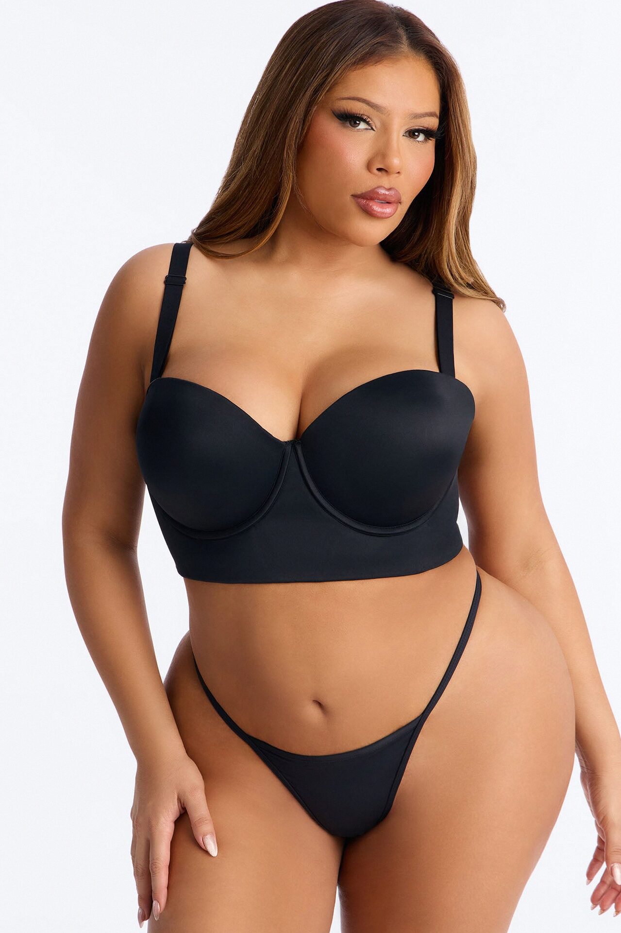 Classic Curve Underwire Lightly Padded Longline Bra - Black