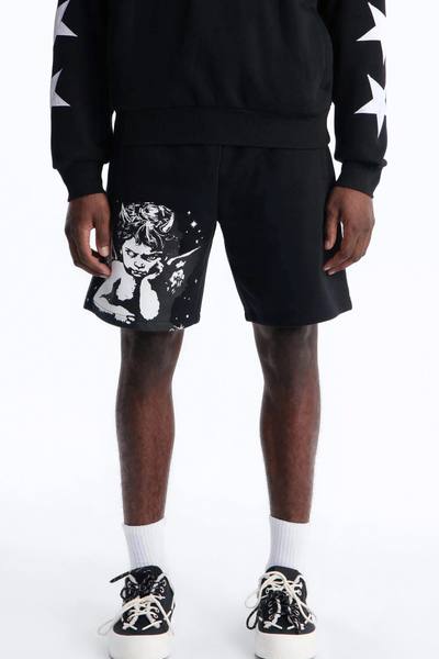 Menace Sent Embroidery Sweatshorts - Black