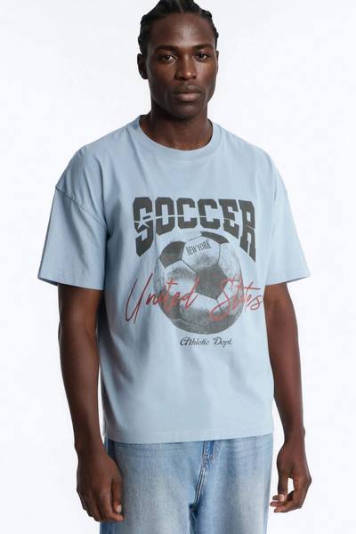 Soccer USA Oversized Short Sleeve Tee - Light Blue