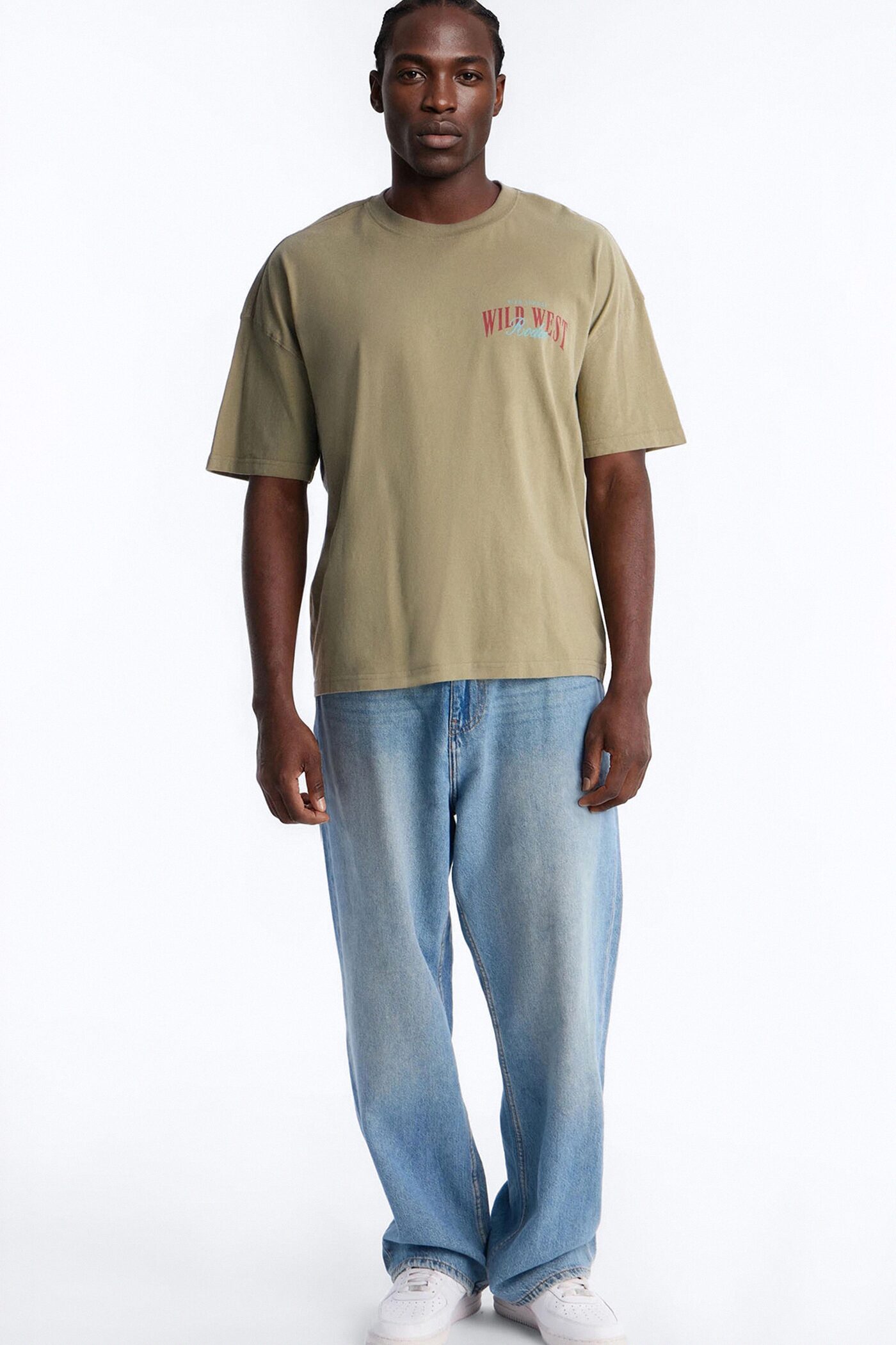 Wild West Rodeo Oversized Short Sleeve Tee - Olive