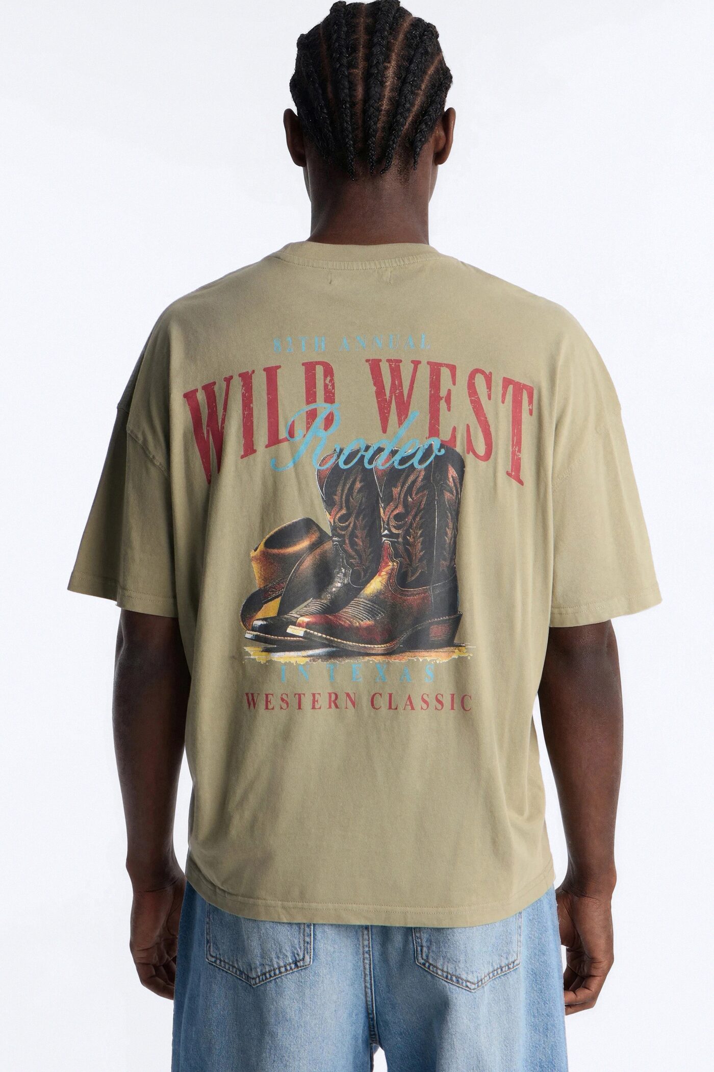 Wild West Rodeo Oversized Short Sleeve Tee - Olive