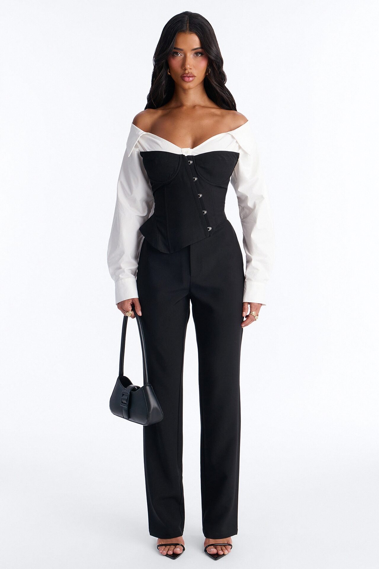 Full Bloom Corset Top - Black/White