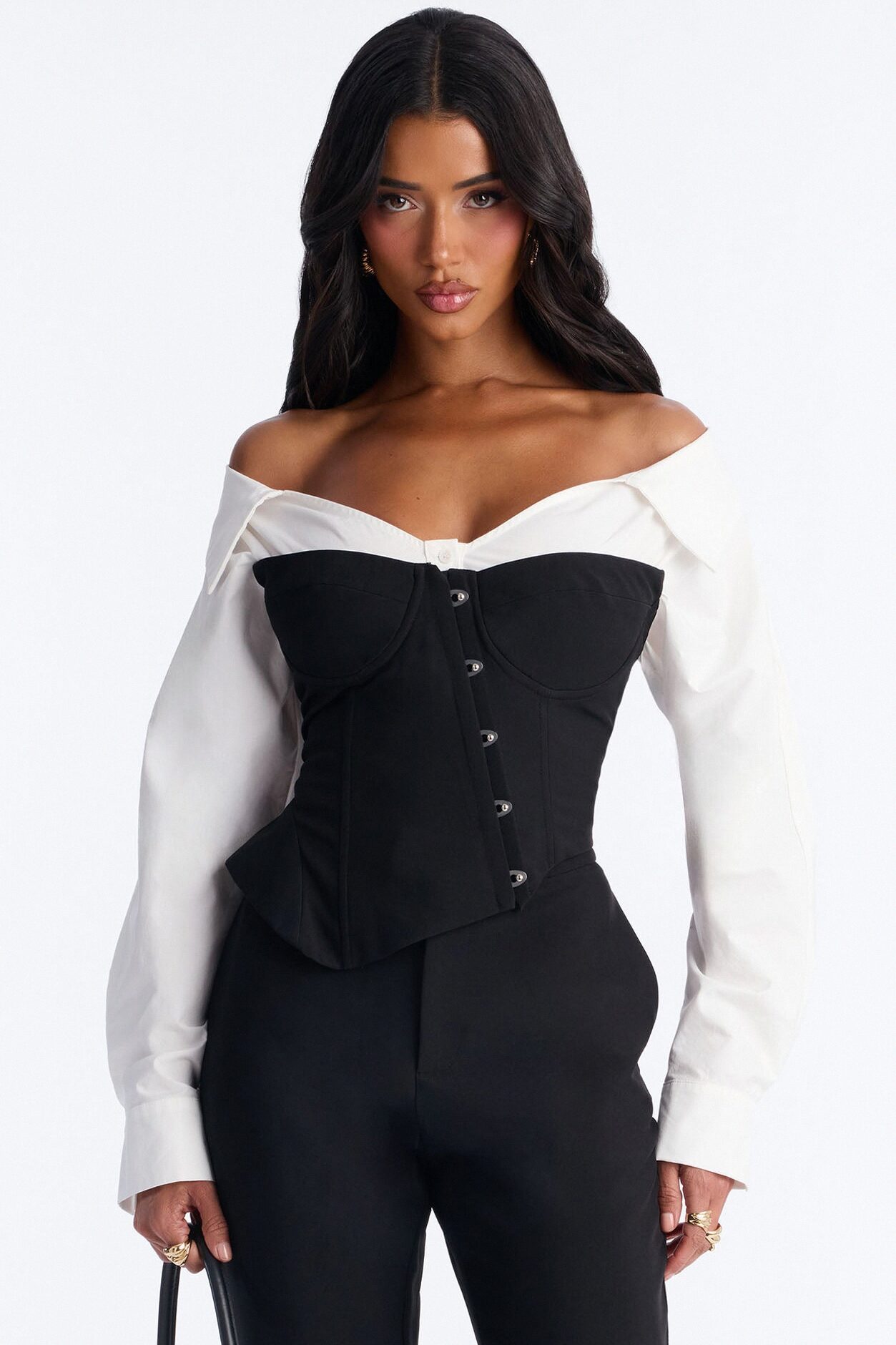 Full Bloom Corset Top - Black/White