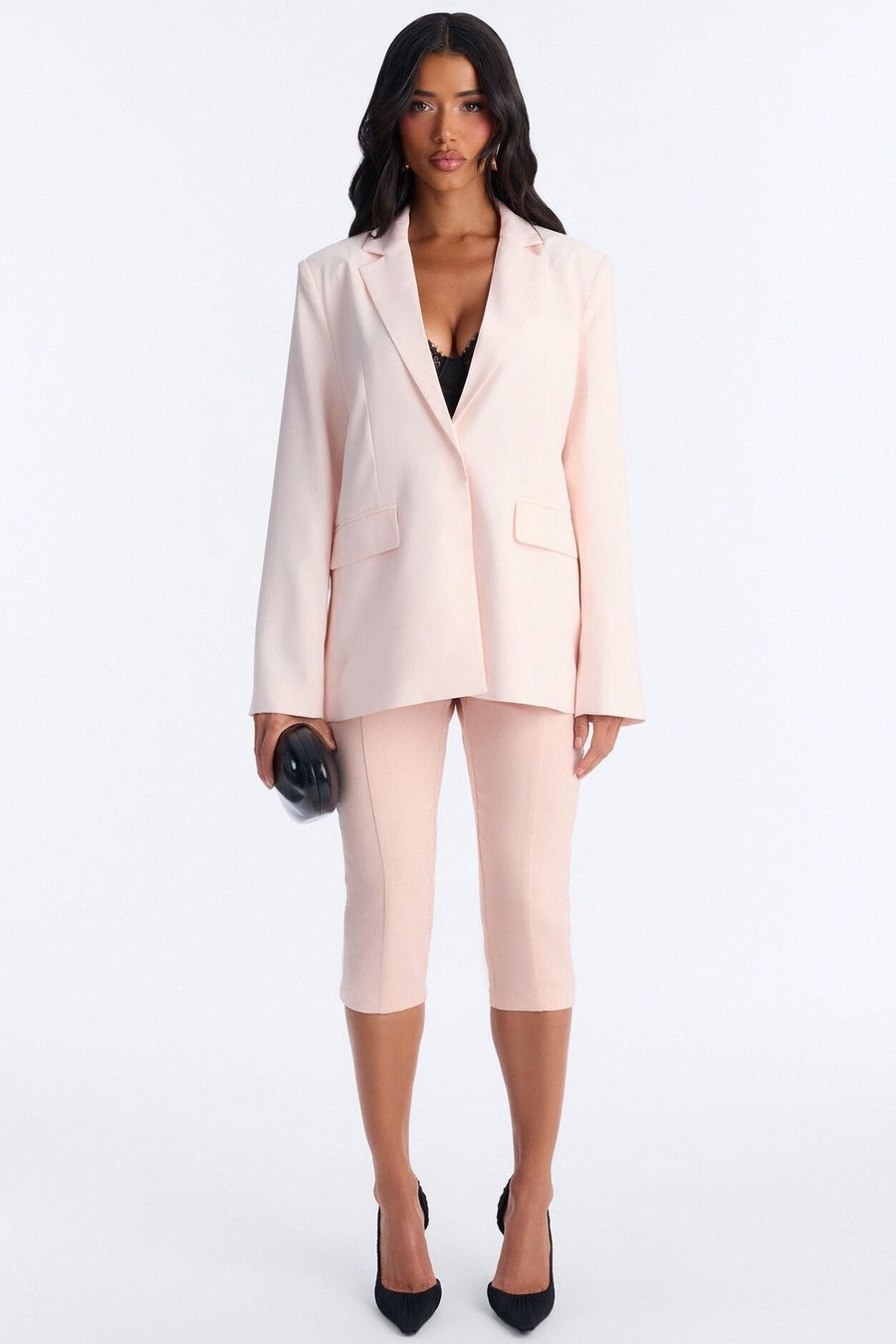 City Affair Blazer Capri Set - Pink