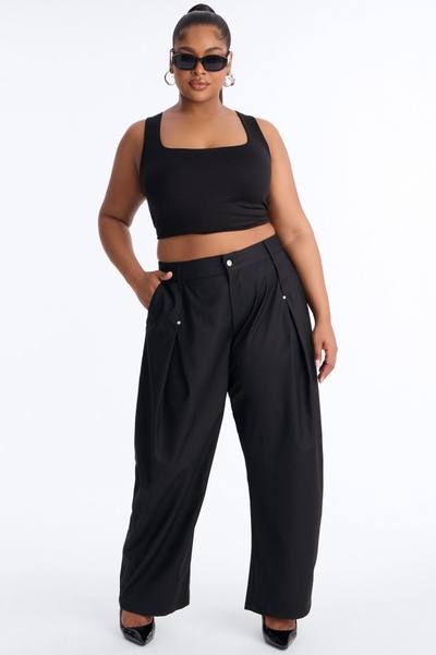 Mara High Rise Barrel Leg Twill Pant 30″ - Black
