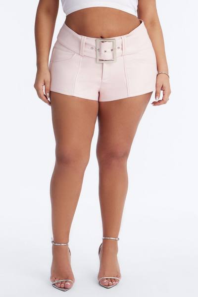 Festival Fever Belted Faux Leather Micro Short - Pink