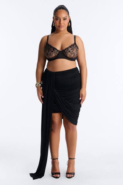 Effortless Edge Draped Midi Skirt - Black