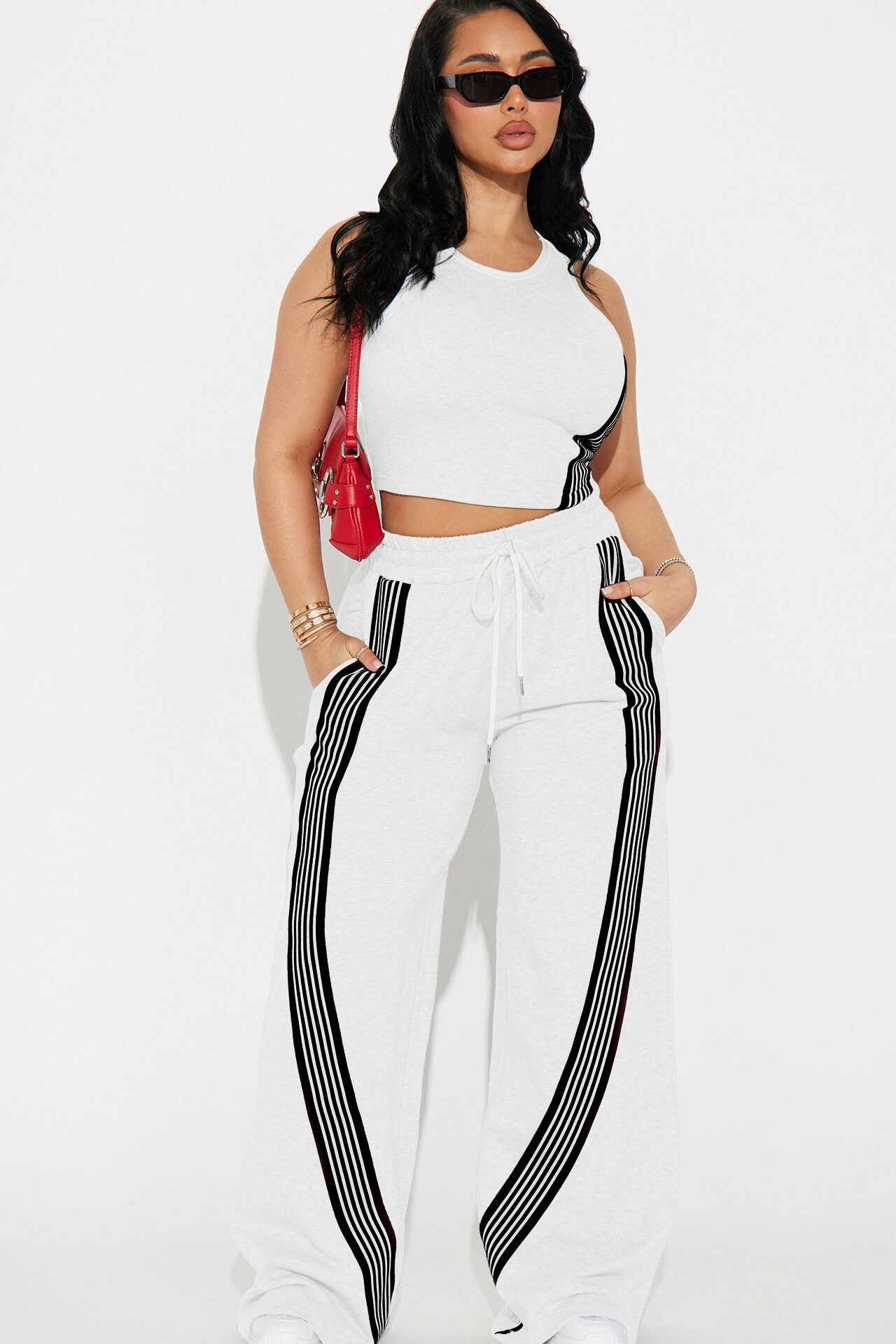 Varsity Babe Pant Set - White