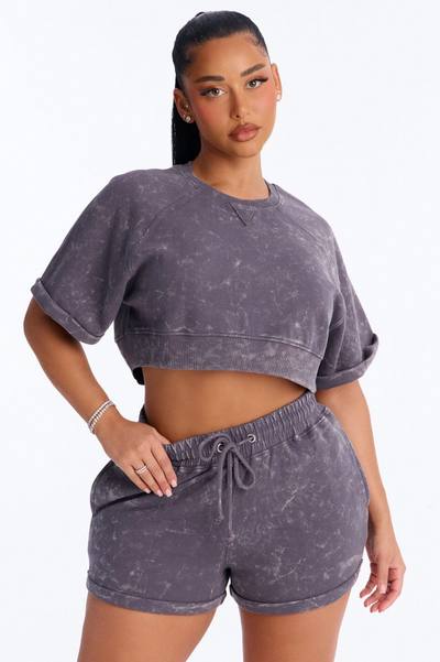 Wait For It Washed Top - Charcoal