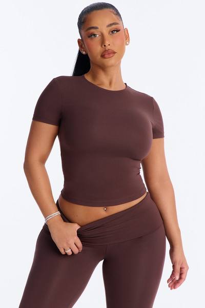 Myla Tricot Lounge Short Sleeve Top - Chocolate