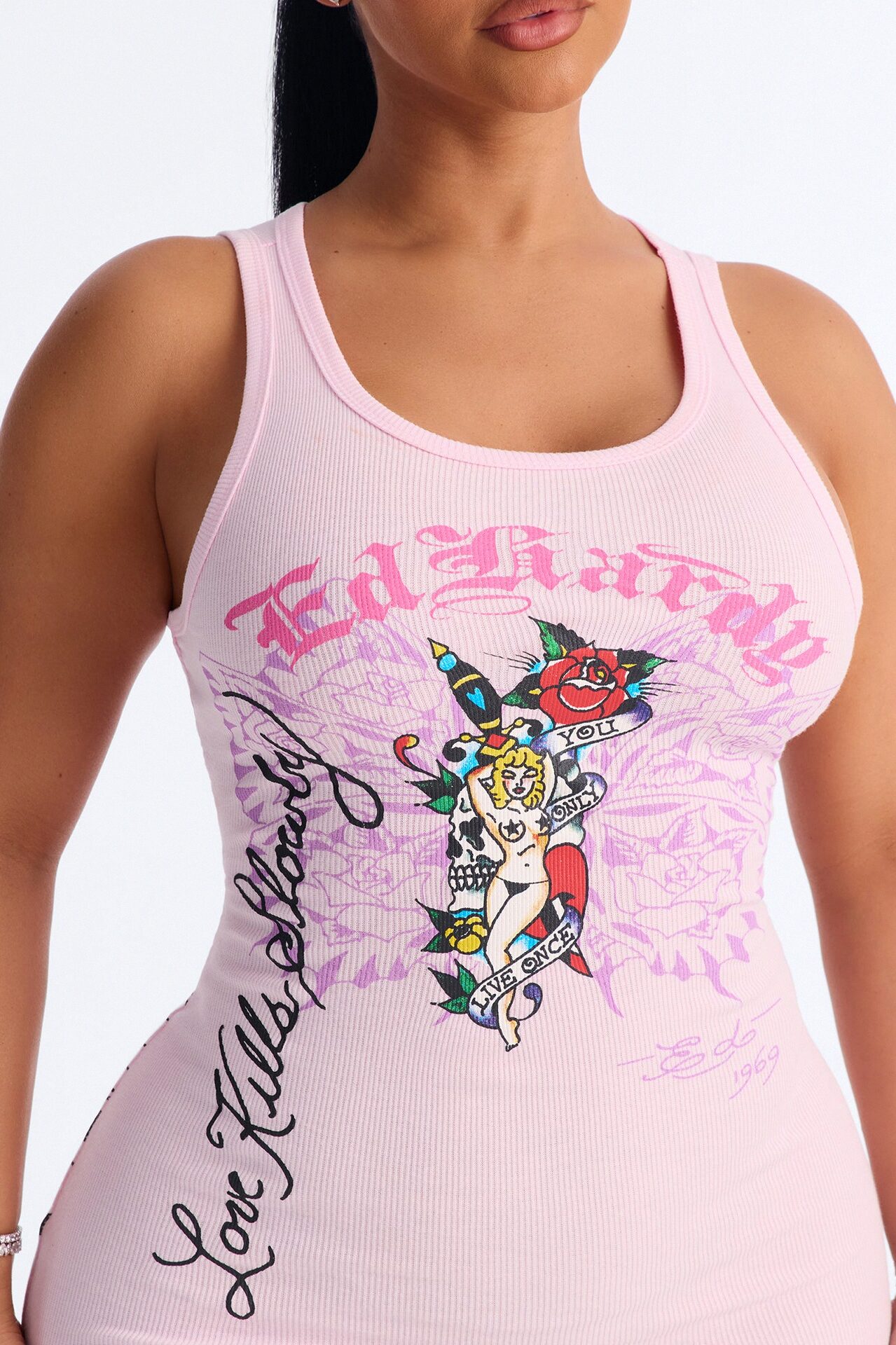 Ed Hardy Wild Woman Tank Mini Dress - Pink
