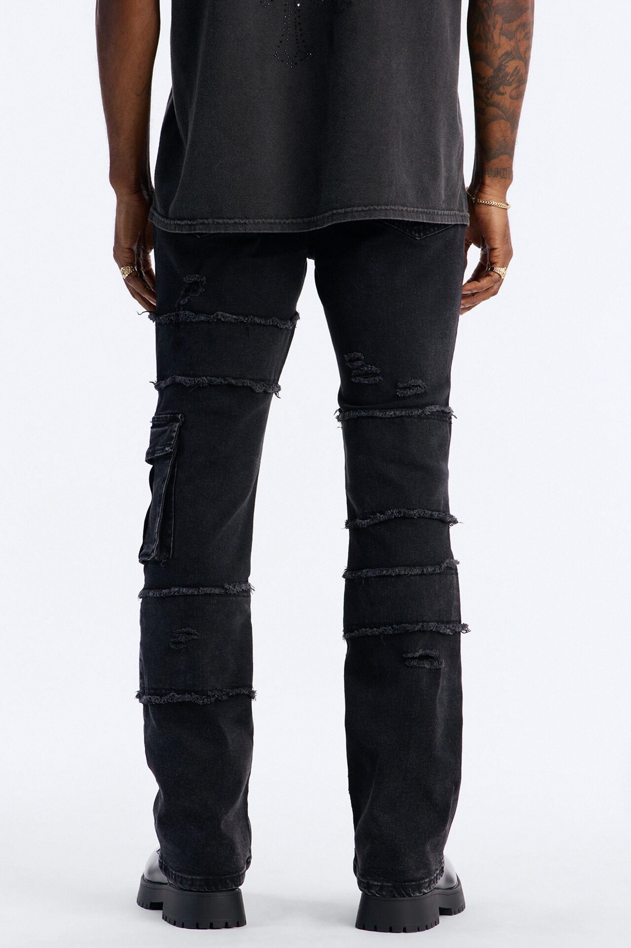 Urban Armor Skinny Stacked Flare Jeans - Black Wash