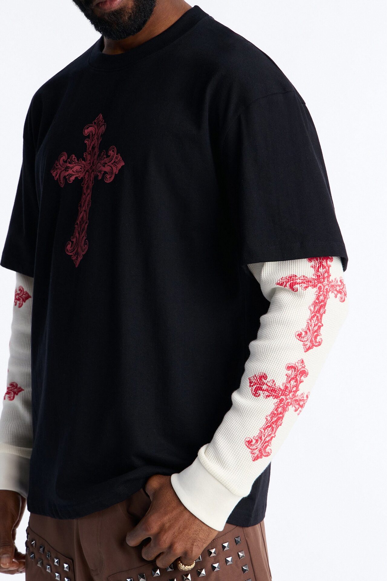 Twofer Through The Looking Glass Long Sleeve Tee - Black