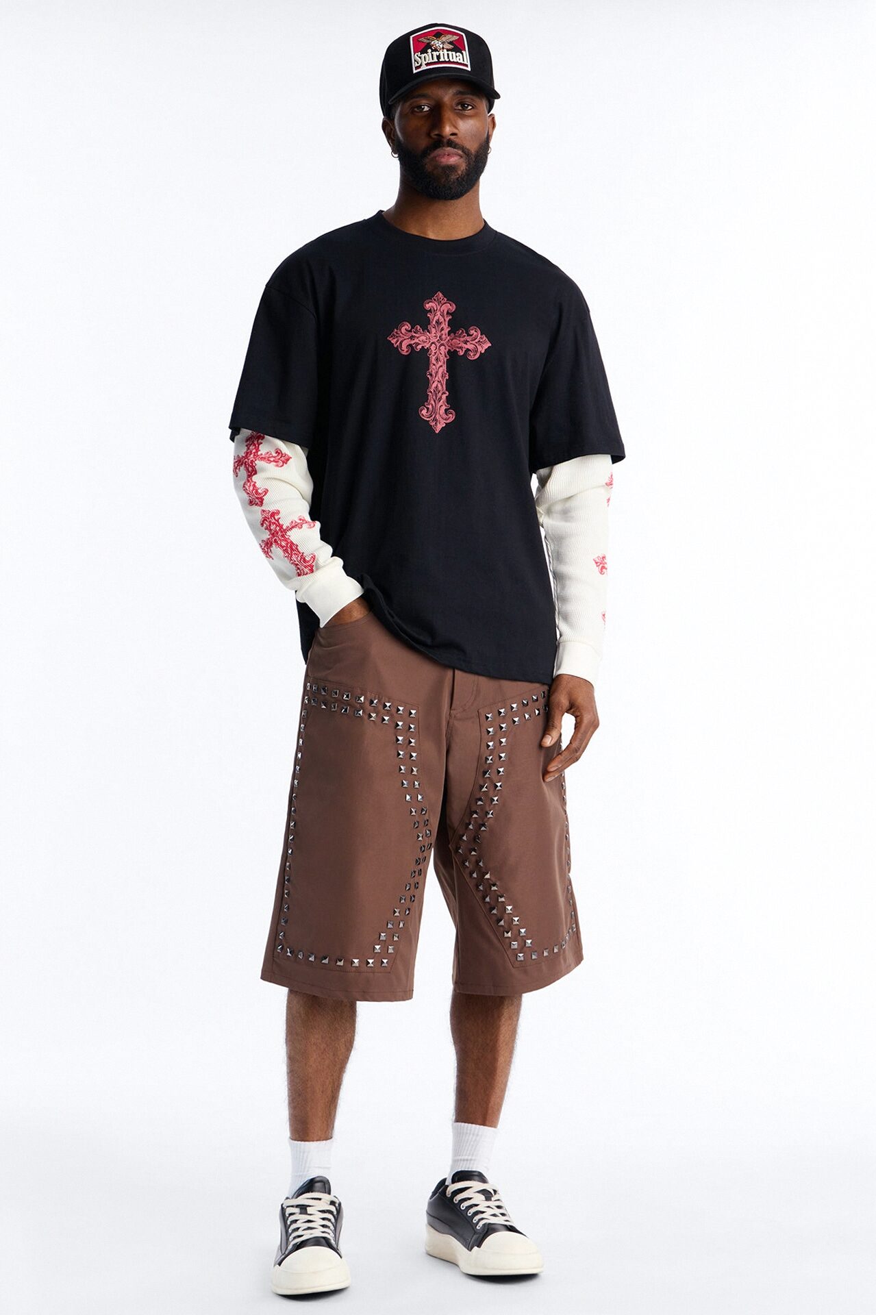 Baggy Silver Springs Studded Short - Brown