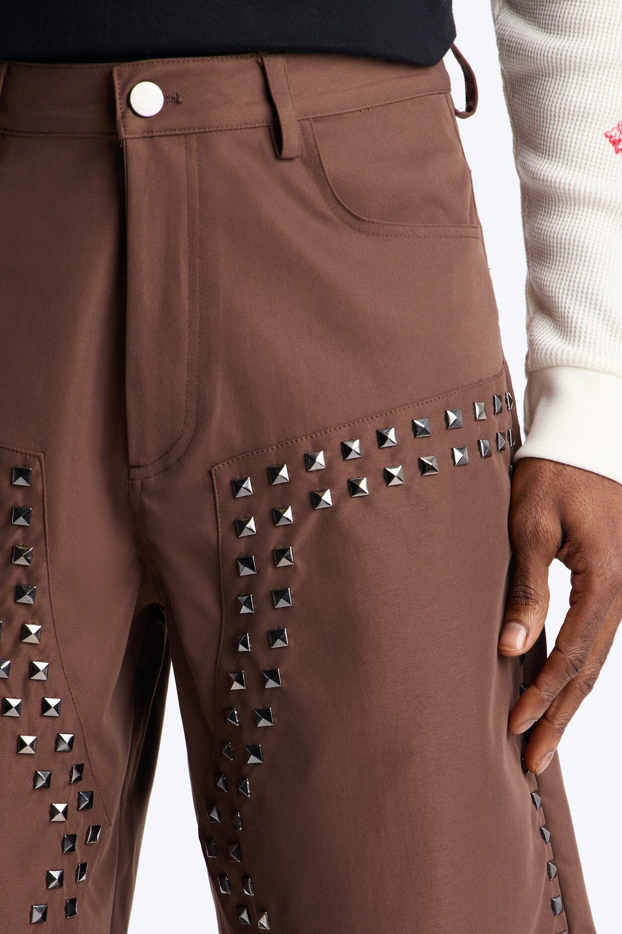 Baggy Silver Springs Studded Short - Brown