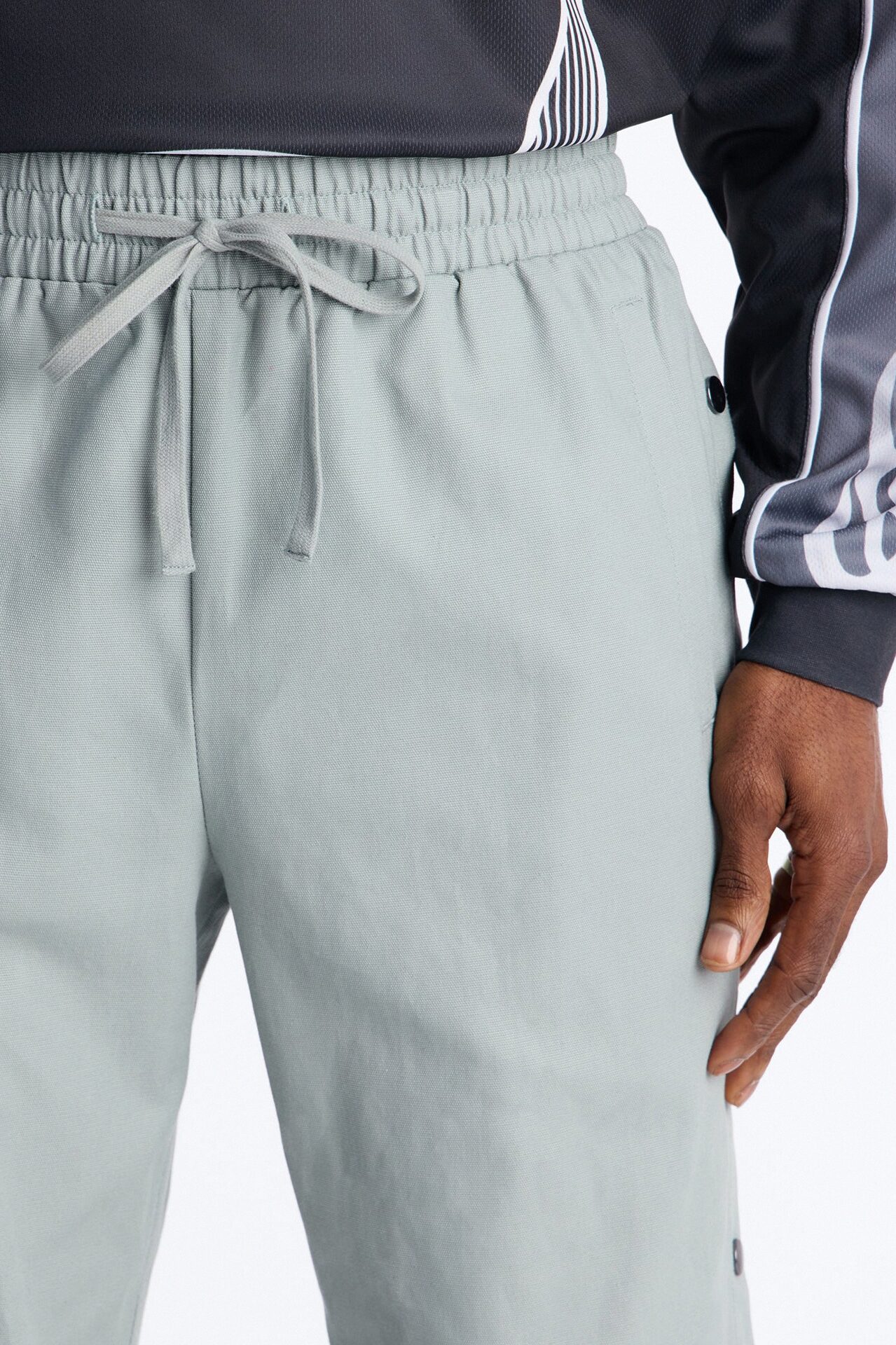 Straight Print Hint Studded Pant - Grey