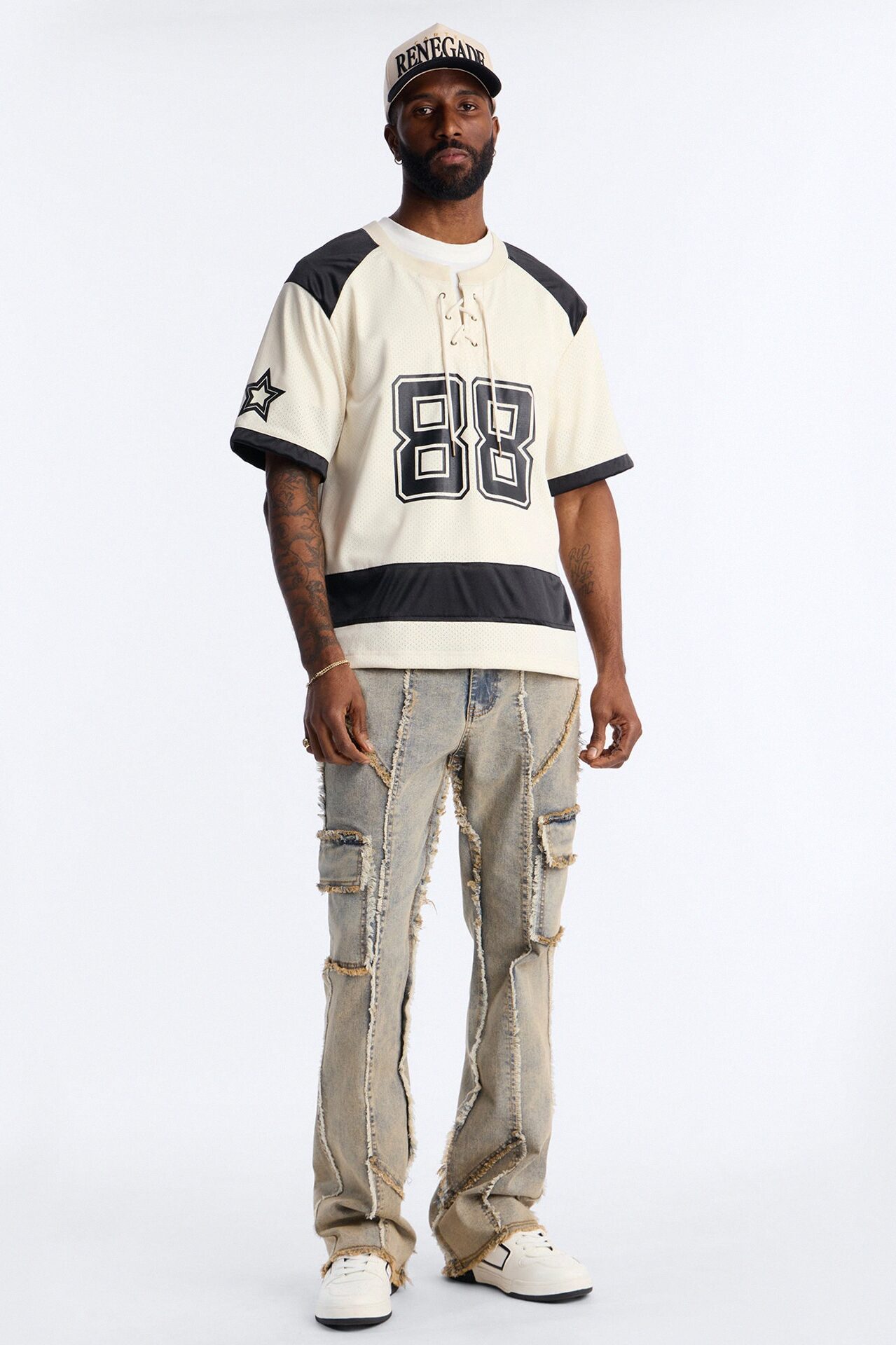 Relaxed Good Times Retro Varsity Jersey - Cream