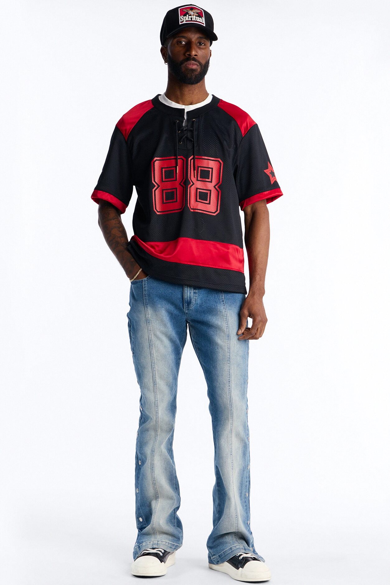 Relaxed Good Times Retro Varsity Jersey - Black