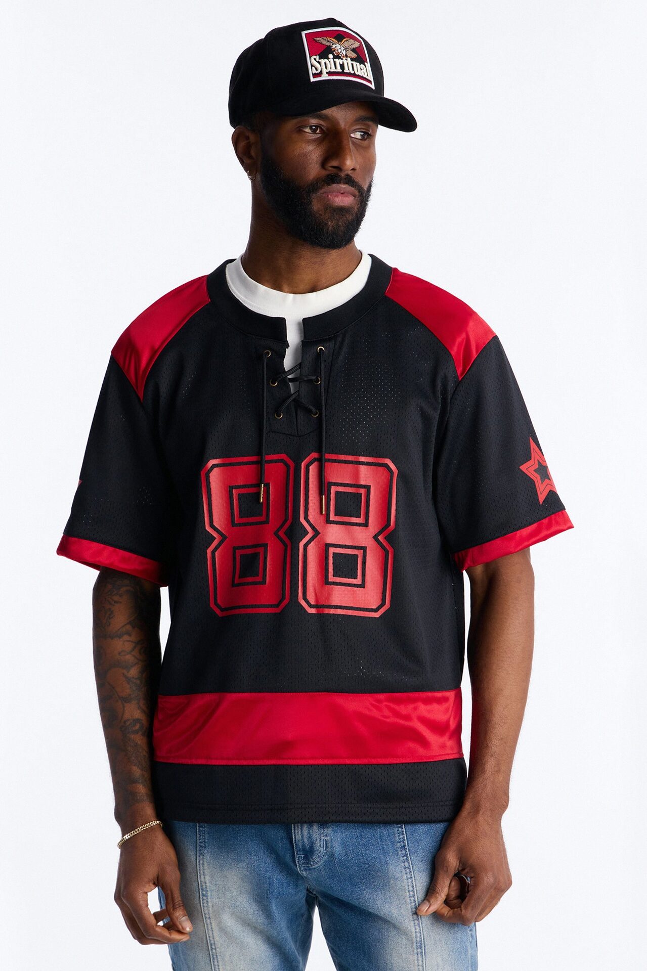 Relaxed Good Times Retro Varsity Jersey - Black
