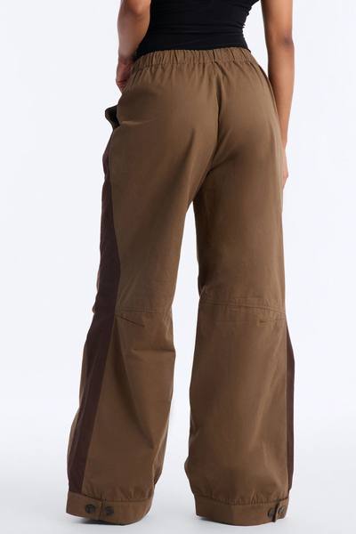 Zuri Mid Rise Colorblock Wide Leg Pant 32″ - Olive/combo