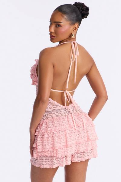Blissful Moments Lace Romper - Pink