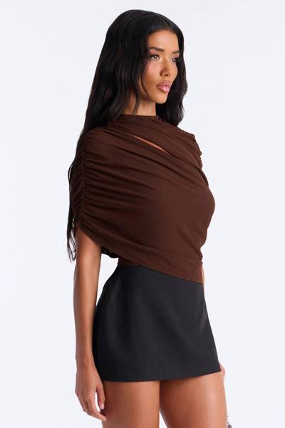 Everyday Confidence Draped Chiffon Bodysuit - Chocolate