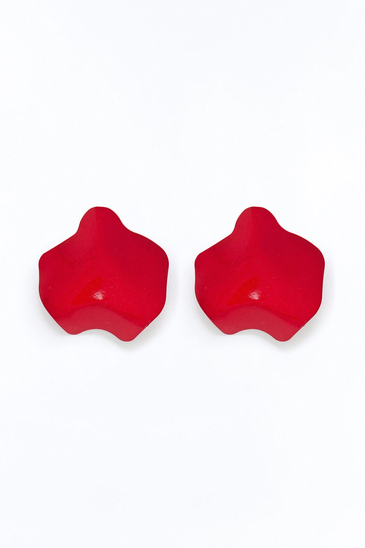Rose Petal Drop Earrings - Red