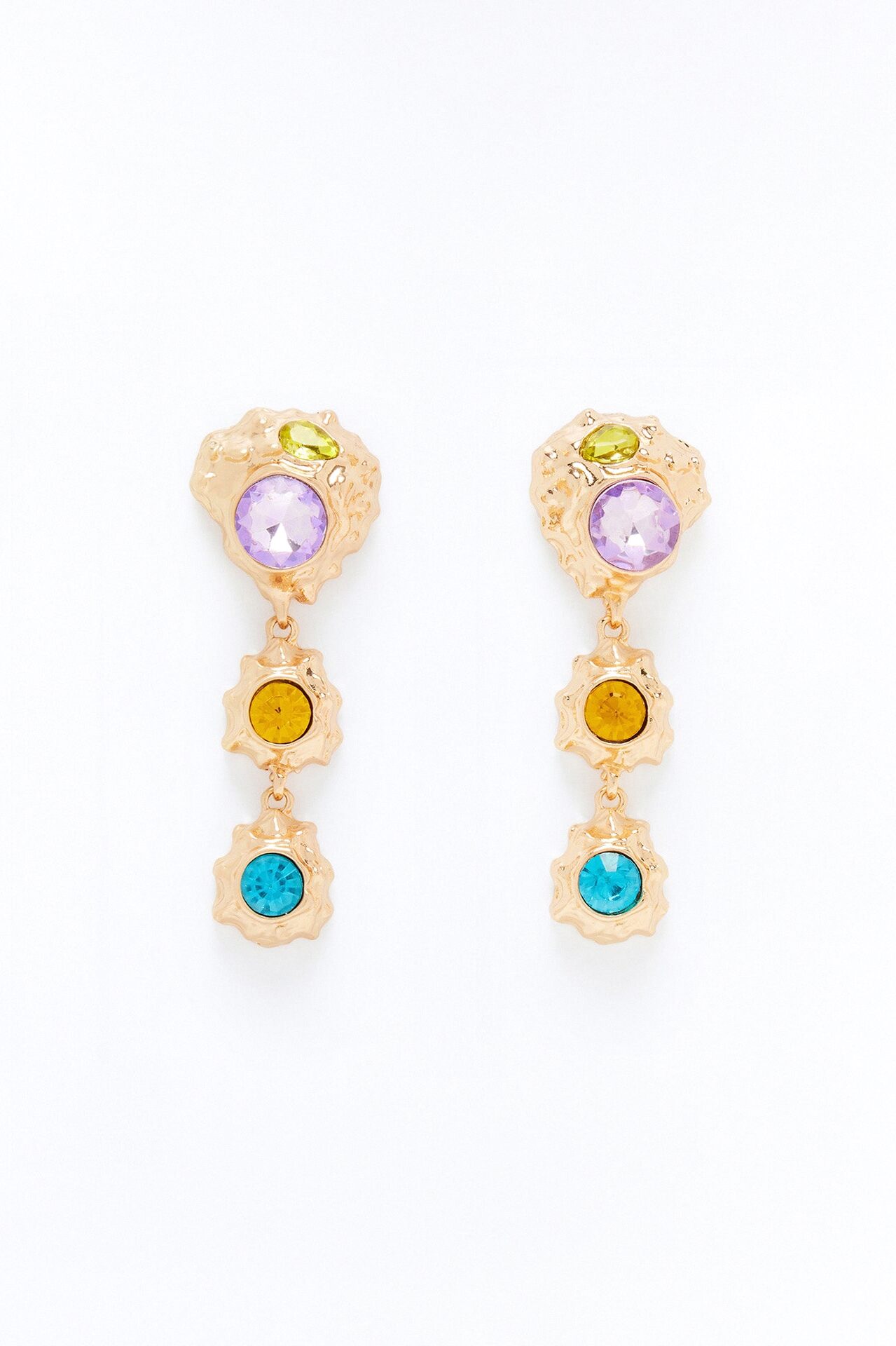 Lilly Jeweled Drop Earrings - Multi Color
