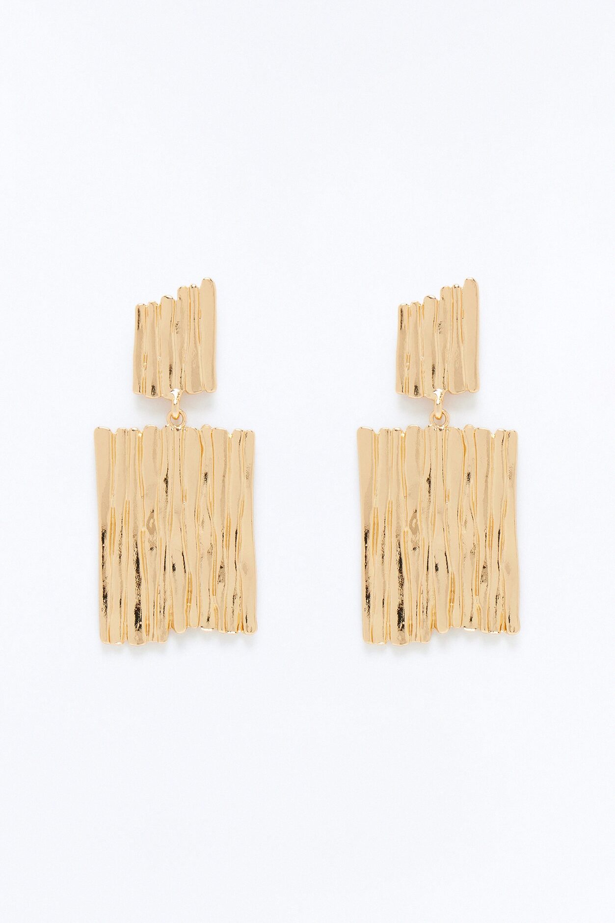 Rough Around Textured Drop Earrings - Gold