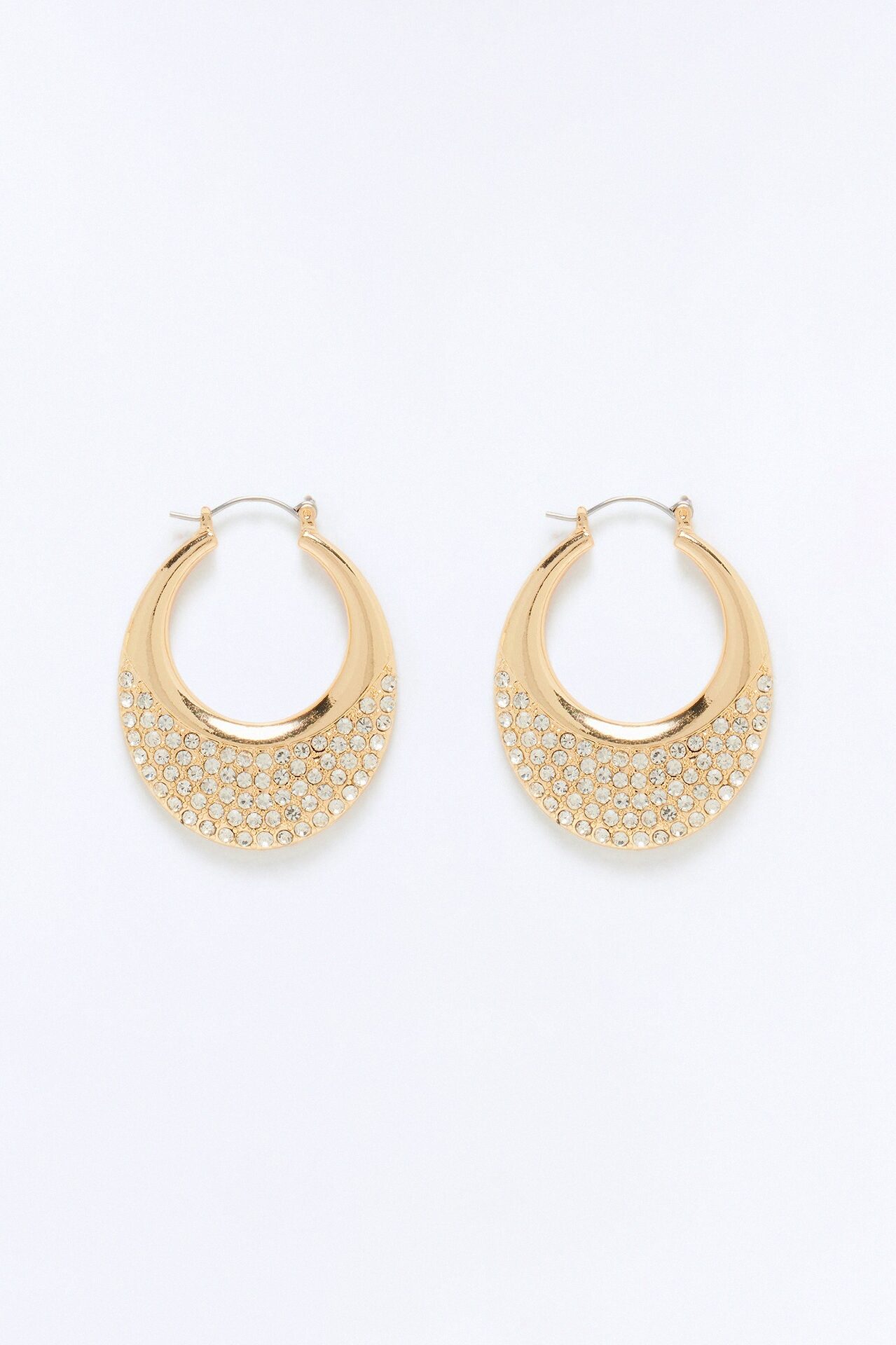 Keep The Rhinestone Hoop Earrings - Gold