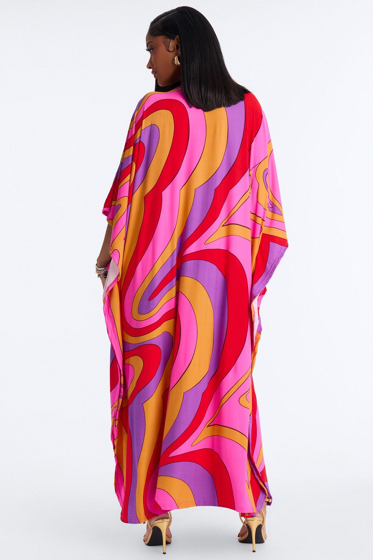 Mirage Pool Sequins Cover Up Maxi Kaftan - Hot Pink/combo